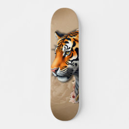 Skate Tigre Steampunk com Ilustração de Rosas.