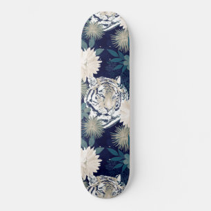 Skate Tigre Tigre Animal Aquarela Azul Design