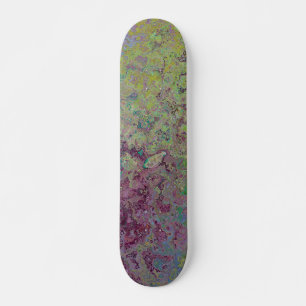 Skate Tinta Colorida em Álcool, Abstrato Verde e Borgon