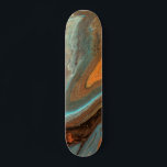 Skate Tinta de Mármore Líquido com Abstrato Moderno<br><div class="desc">Esta design moderna apresenta uma dor rústica no mármore líquido em tons laranja,  lacrados e marrons #marble #liquidart #orange #teal #marrom #rustic #giftsforboys #giftsforhim #giftsforhim #giftsforhim #feminine #cligifts #skate #skateboard #skateboard #outdoor #esportivos #giftsforhim #legal #fashion #fashion #custom design #personalizado #natristmas #aniversários</div>