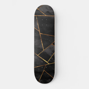 Skate Tinta Preta Escura Dourada Glam Geométrico de Cobr