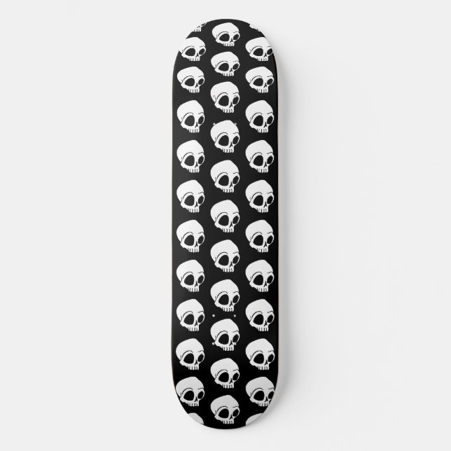Skate Tiny White Cartoon Skulls em preto (Frente)