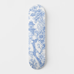 Skate Toile de Chinoiserie Azul Dragão Flor de Cerejeira