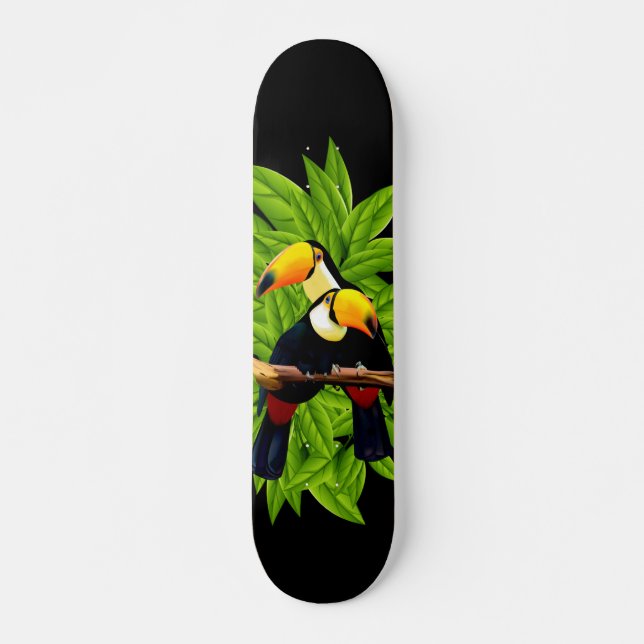 Skate Toucans exóticos em preto (Frente)