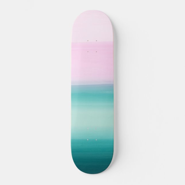 Skate Touching Seafoam Teal Pink Watercolor Abstract #1 (Frente)