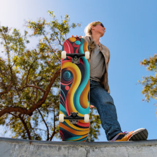 Skate Trabalho de arte de Ondas Coloridas Cortadas de Pa
