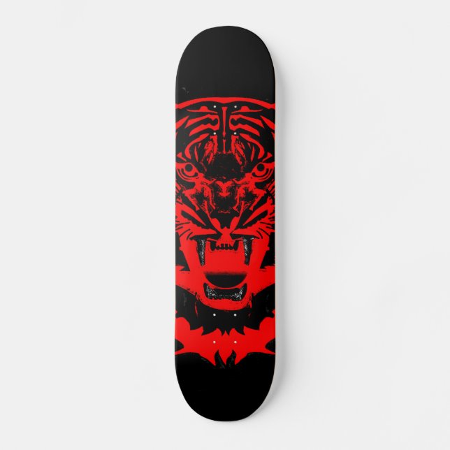 Skate Trabalho de arte de Tigre Negra e Vermelho (Frente)