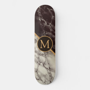 Skate Trendy Black & White Marble Stone - Adicionar Sua 