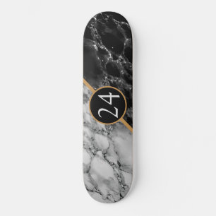 Skate Trendy Black & White Marble Stone - Adicione seu n