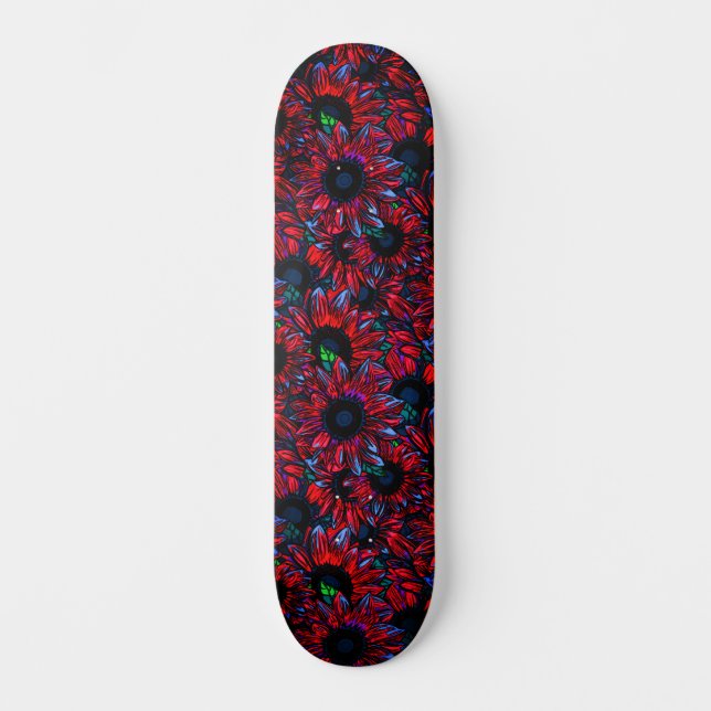 Skate Trendy Colorful Abstract Pink Sunflowers (Frente)