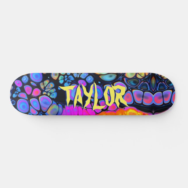 Skate Trendy Liquid Cell Abstrato, Nome Personalizado (Horz)