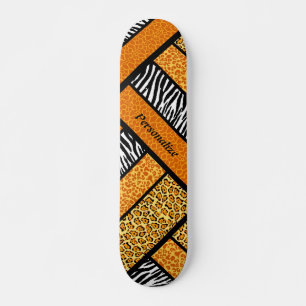 Skate Trendy Orange African Animal Print Com Nome