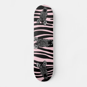 Skate Trendy Zebra Herd em Zebra - Impressão Rosa