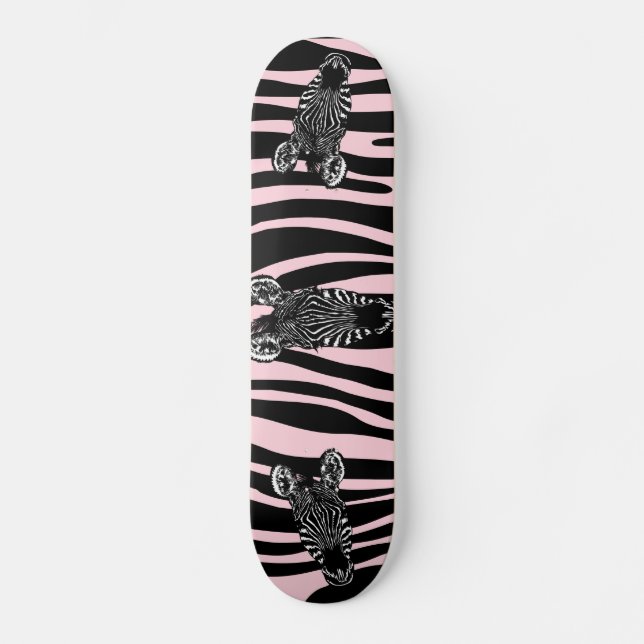 Skate Trendy Zebra Herd em Zebra - Impressão Rosa (Frente)