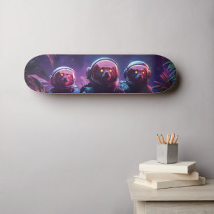 Skate Três Astro-Lêmures em Capacetes Espaciais - SciFi