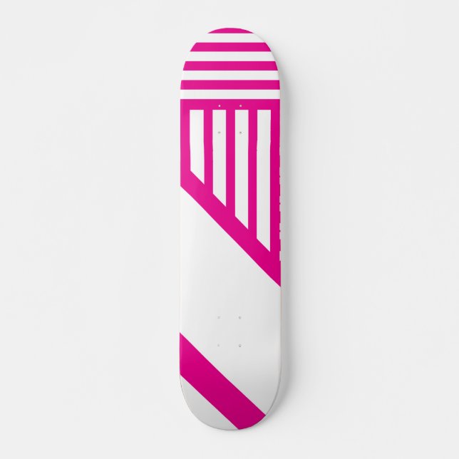 Skate Triângulo Stripes em magenta e branco (Frente)