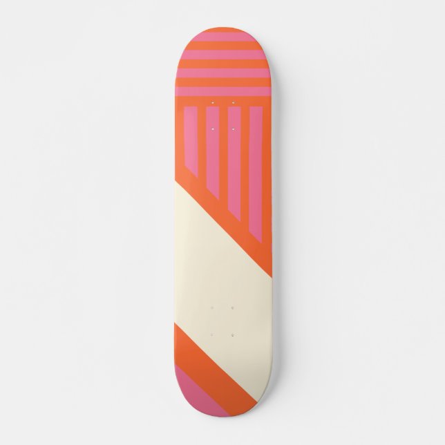 Skate Triângulo Stripes em rosa, laranja e creme (Frente)