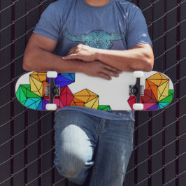Skate Triângulos Aleatórios Arco-Íris 3D Brilhantes em C