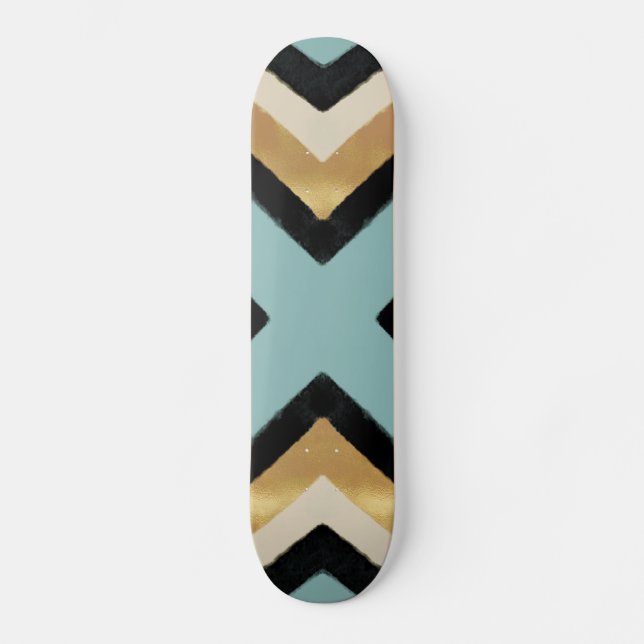 Skate Triângulos de Traços de Pincel Dourado Preto (Frente)