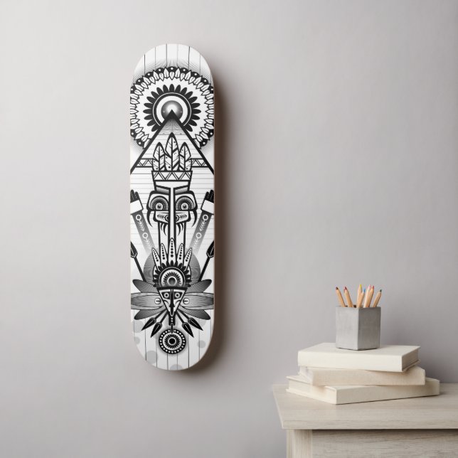 Skate Tribal Nativo abstrato (Arte de parede)