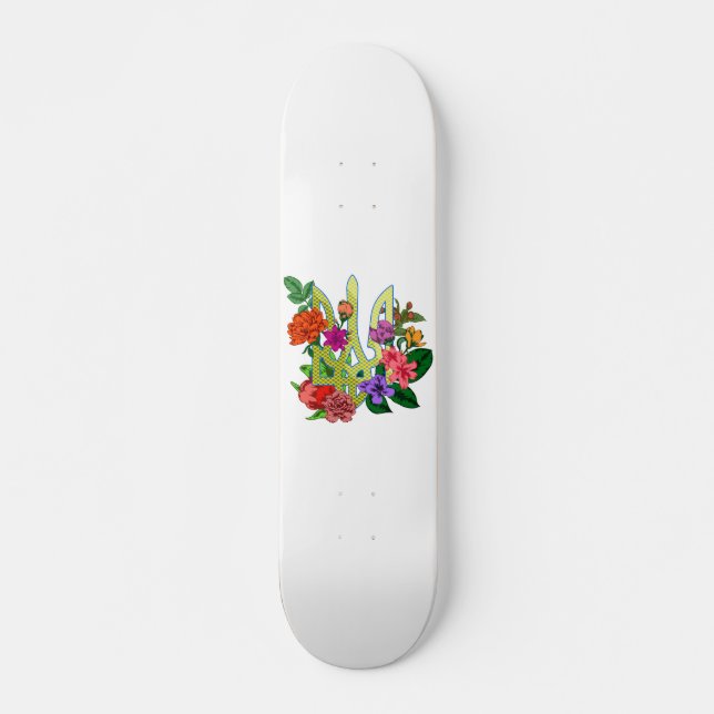 Skate tridente tryzub da heráldica ucraniana flores flor (Frente)