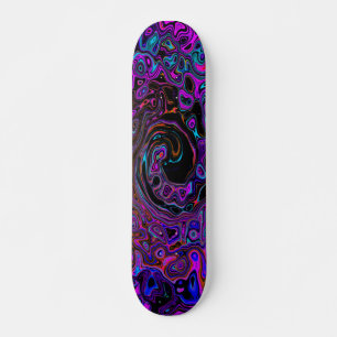 Skate Trippy Black and Magenta Retro Liquid Swirl