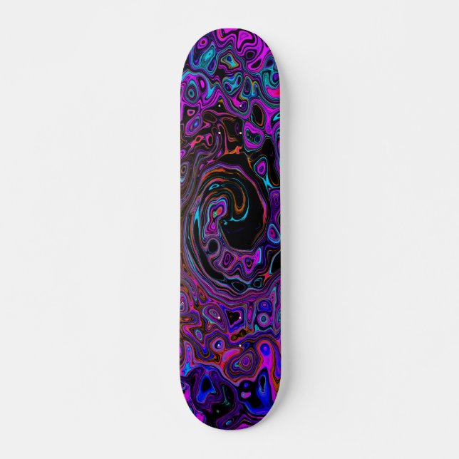 Skate Trippy Black and Magenta Retro Liquid Swirl (Frente)