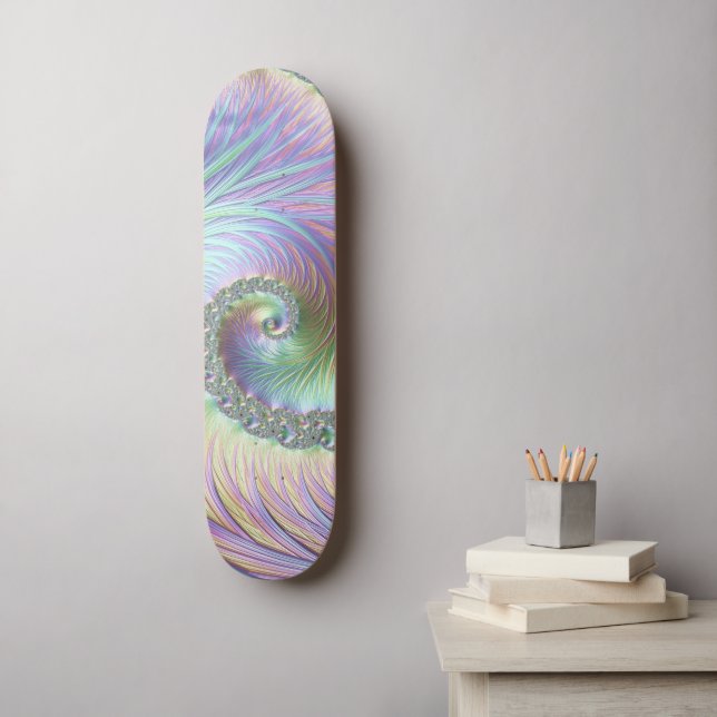 Skate Trippy Groovy Pastel Arco-Íris Espiral Arte Fracta (Arte de parede)