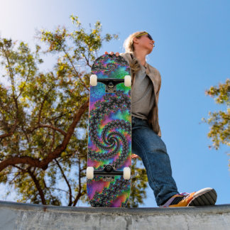 Skate Trippy Hippie Psychedelic Rainbow Spiral Fractal