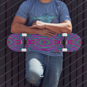 Skate Trippy Retro Magenta, Abstrato azul e verde