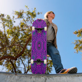 Skate Trippy Retro Magenta and Black Abstract Pattern