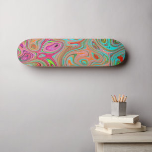 Skate Trippy Retro Orange e Aqua Groovy Abstrato Art