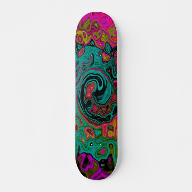 Skate Trippy Turquoise Abstrato Retro Liquid Swirl (Frente)