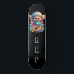Skate *~* Troll de barba AP89 Iniciais Neon Rainbow Flor<br><div class="desc">(Pesquise o código AP89 para itens de Troll e AP88 para itens de tema medieval ) Transferência fácil para outros produtos Zazzle. Skateboard de fundo BLACK. O brilhante e feliz Neon Rainbow colorido apenas pop as imagens e LETRAS do TROLL. Personalize / Personalize suas INICIAIS / MONOGRAM. Cuta engraçada e...</div>