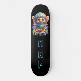Skate *~* Troll de barba AP89 Iniciais Neon Rainbow Flor
