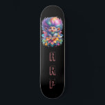 Skate *~* Troll grande do arco-íris AP89 Neon inicial<br><div class="desc">(Pesquise o código AP89 para itens de Troll e AP88 para itens de tema medieval ) Transferência fácil para outros produtos Zazzle. Skateboard de fundo BLACK. O brilhante e feliz Neon Rainbow colorido apenas pop as imagens e LETRAS do TROLL. Personalize / Personalize suas INICIAIS / MONOGRAM. Cuta engraçada e...</div>