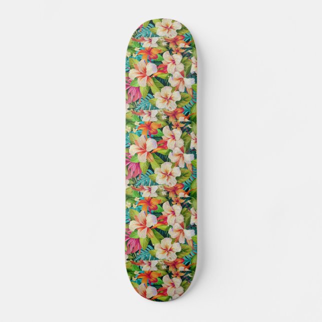 Skate Tropical Floral Oil Painting Style (Frente)