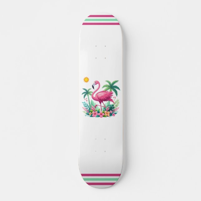 Skate Tropical/Flórida rosa flamingo (Frente)