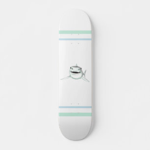 Skate tubarão aquarela sorrindo animal oceano cinza verd