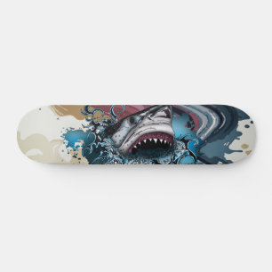 Skate Tubarão de respingo de tinta suave arte abstrata