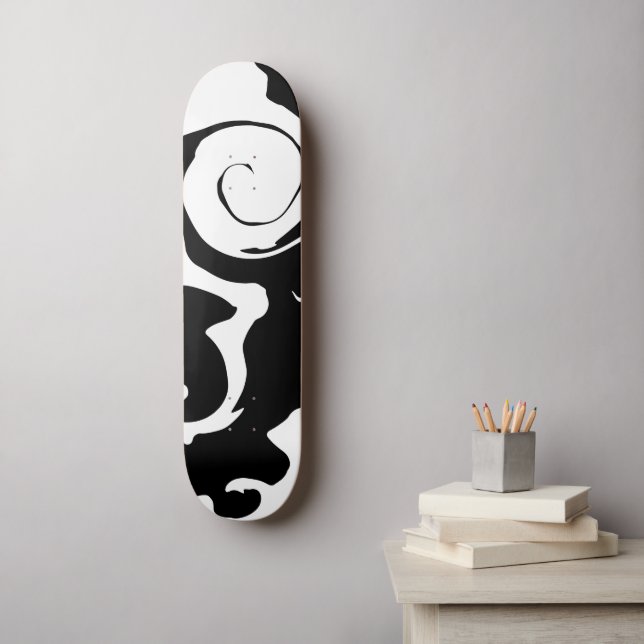 Skate Turbilhão de mármore preto e branco moderno (Arte de parede)