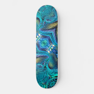 Skate Turquesa Aqua Blue Dragon Abstrato