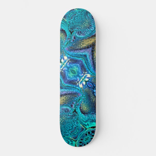 Skate Turquesa Aqua Blue Dragon Abstrato (Frente)