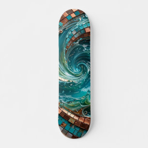 Skate Turquesa Mosaico de Onda Teal