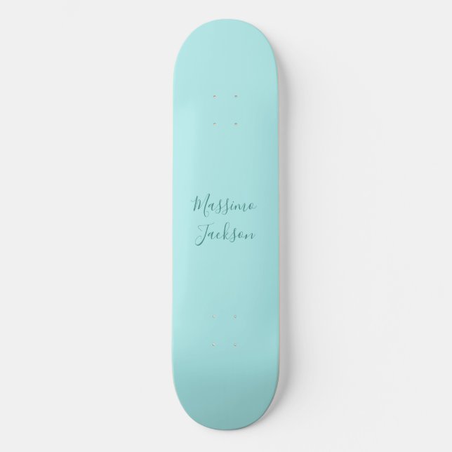 Skate Turquesa Pálido Minimalista Nome Personalizado (Frente)