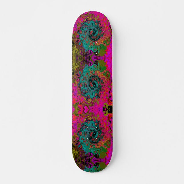 Skate Turquesa Trippy Abstrato Retro Líquido Redemoinho (Frente)