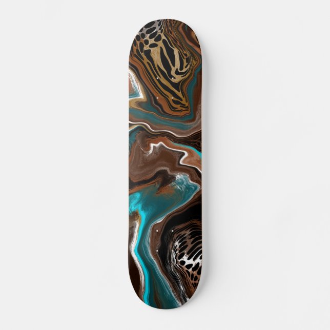 Skate Turquoise Safari Digital Fluid Art (Frente)