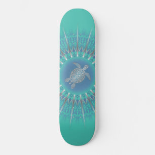 Skate Turquoise Silver Turtle Mandala