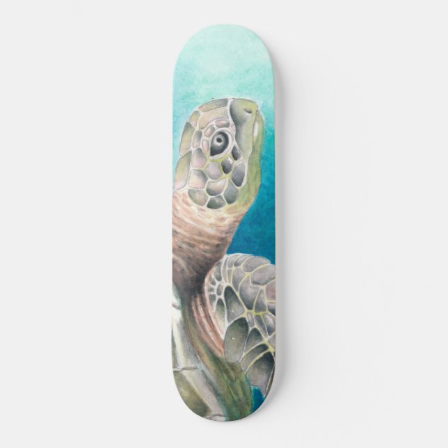 Skate Turtle Sea Watercolor Verde (Frente)
