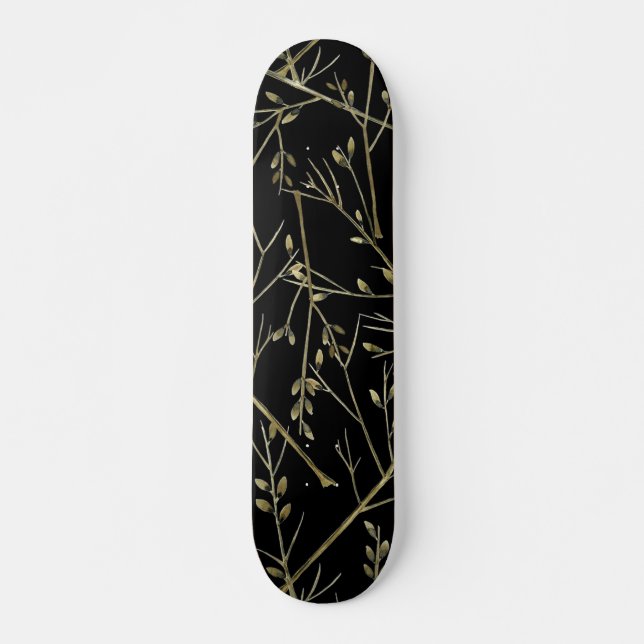 Skate Twigs Dourados em preto (Frente)